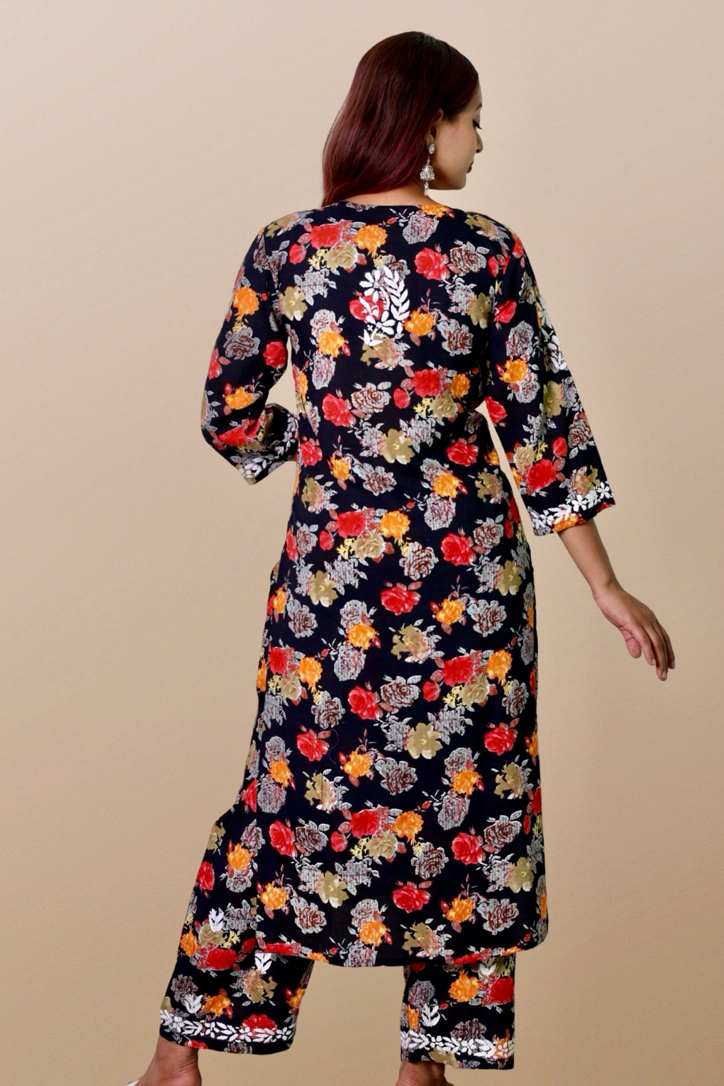 chikankari suit set women hand embroidery lucknowi chikan kurti palazzo bottom set rayon lightweight festival daily wear comfortable ethnic formal straight fit lakhnavi chicken kurta pant plazzo sizes XXS XS S M L XL XXL