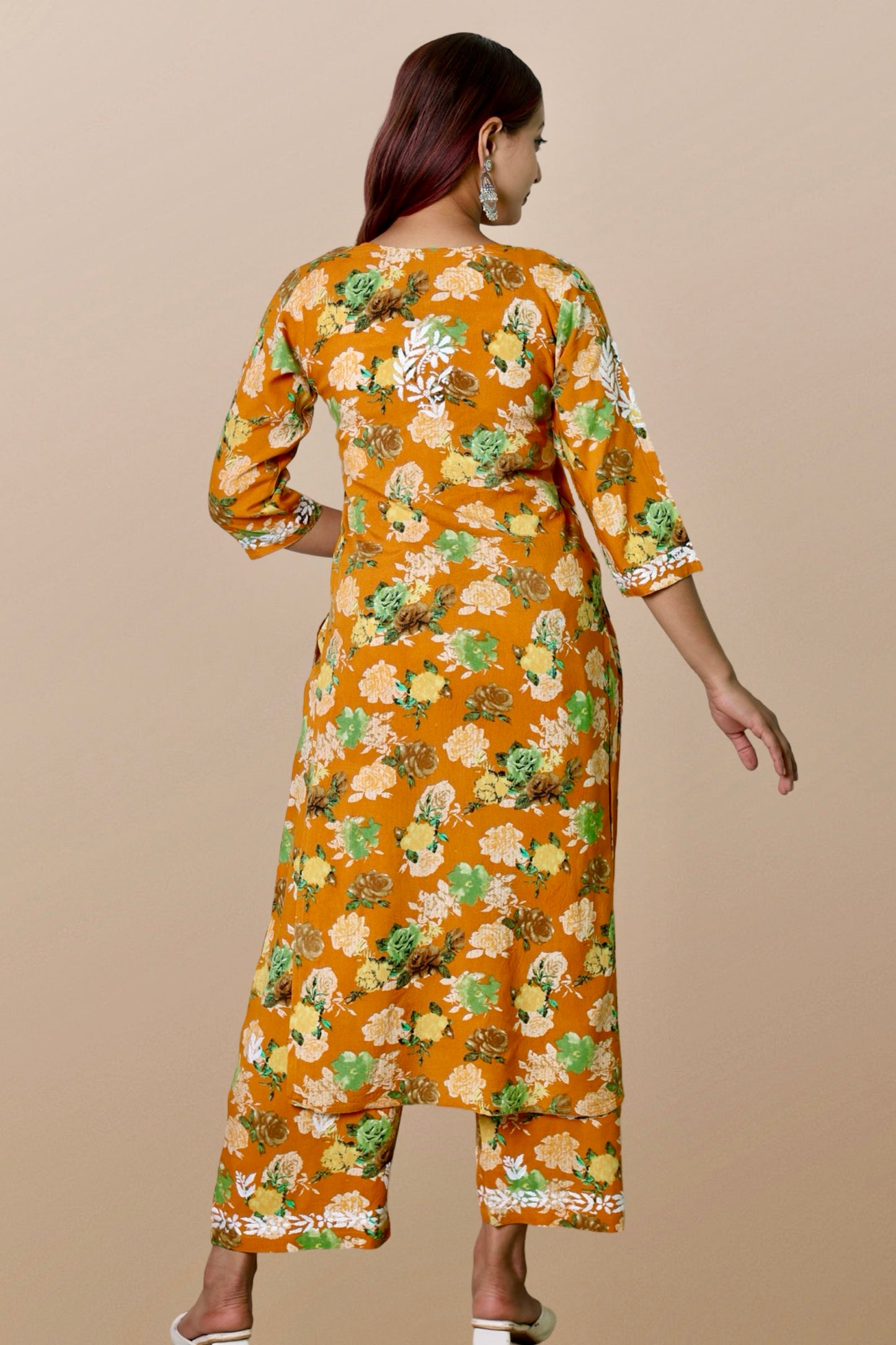 chikankari suit set women hand embroidery lucknowi chikan kurti palazzo bottom set rayon lightweight festival daily wear comfortable ethnic formal straight fit lakhnavi chicken kurta pant plazzo sizes XXS XS S M L XL XXL