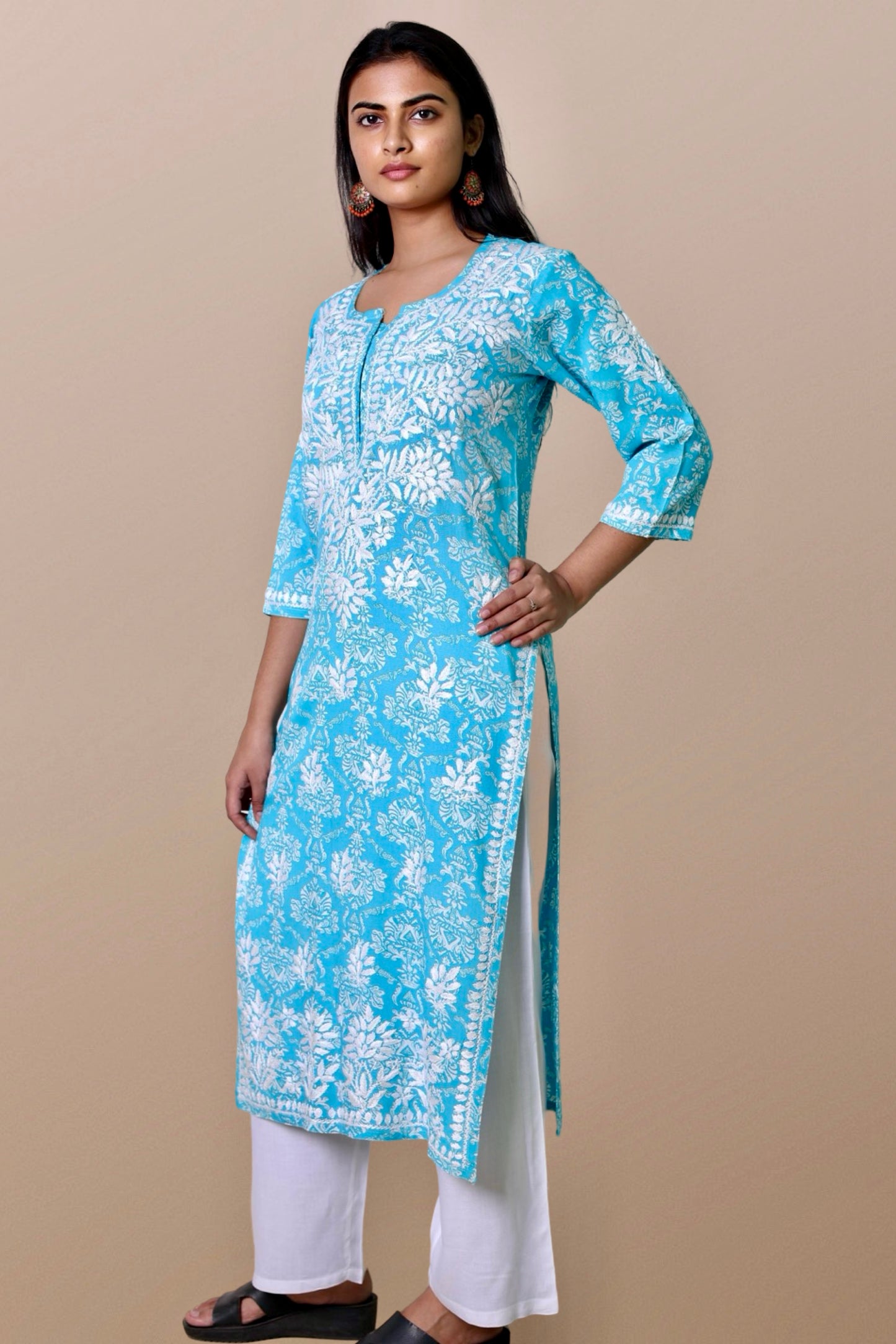 chikankari kurta women embroidered premium lucknowi chikan kurti ethnic summer latest collection lightweight festival daily wear casual comfortable straight fit
