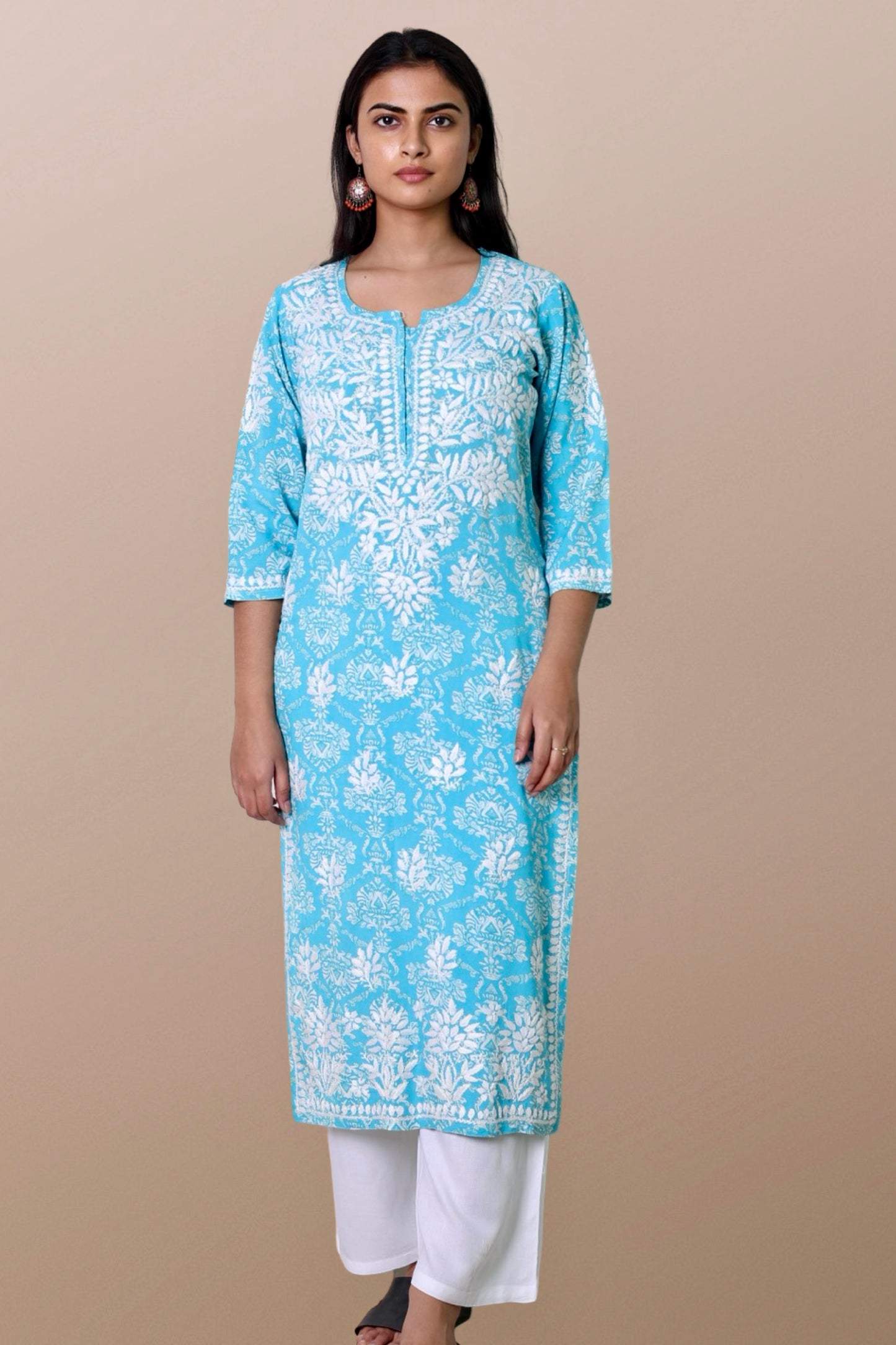 chikankari kurta women embroidered premium lucknowi chikan kurti ethnic summer latest collection lightweight festival daily wear casual comfortable straight fit