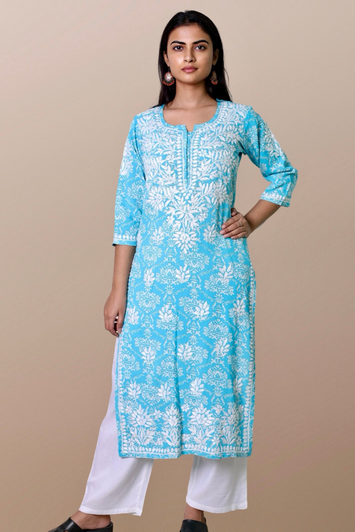 chikankari kurta women embroidered premium lucknowi chikan kurti ethnic summer latest collection lightweight festival daily wear casual comfortable straight fit