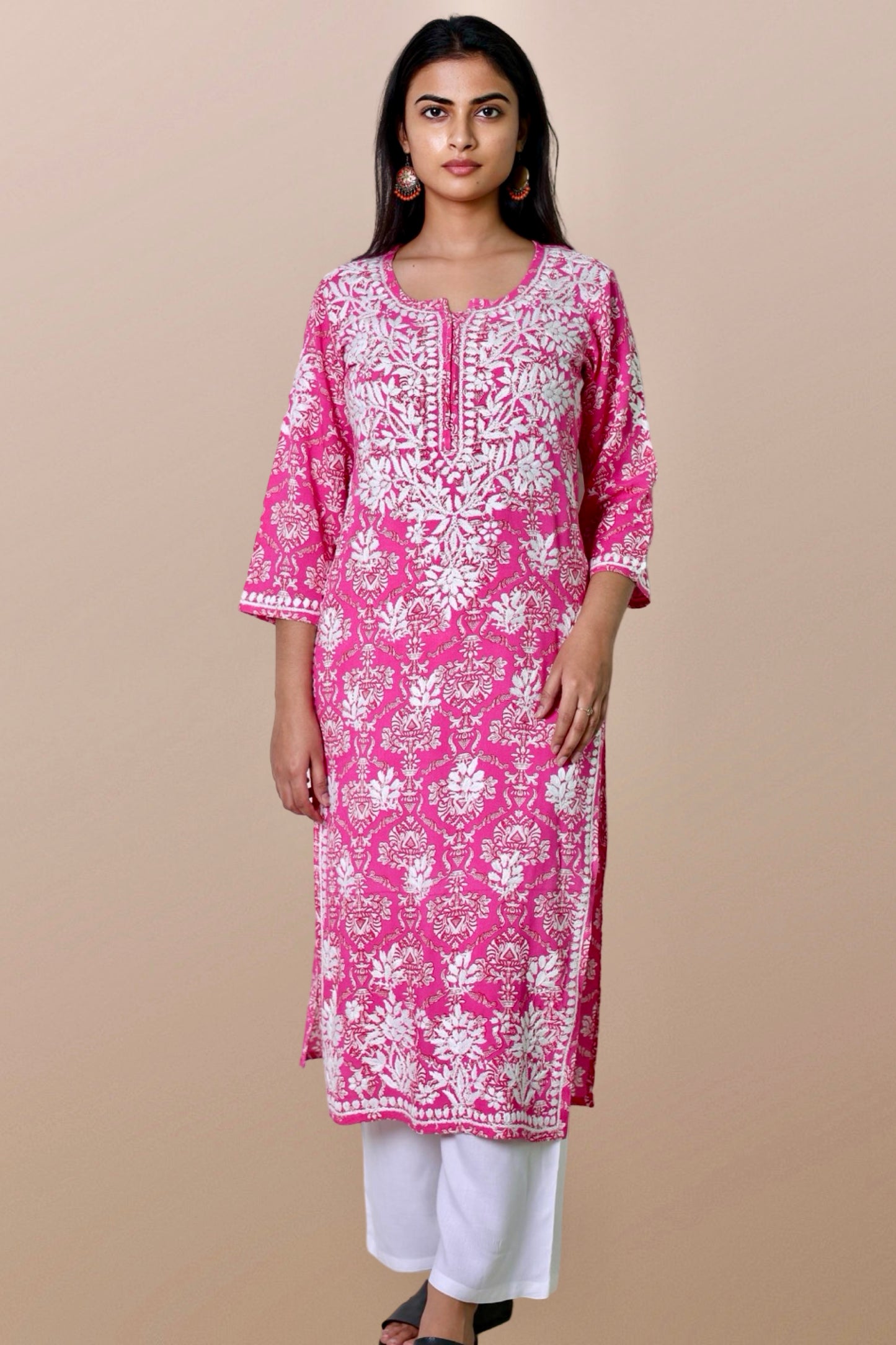 chikankari kurta women embroidered premium lucknowi chikan kurti ethnic summer latest collection lightweight festival daily wear casual comfortable straight fit