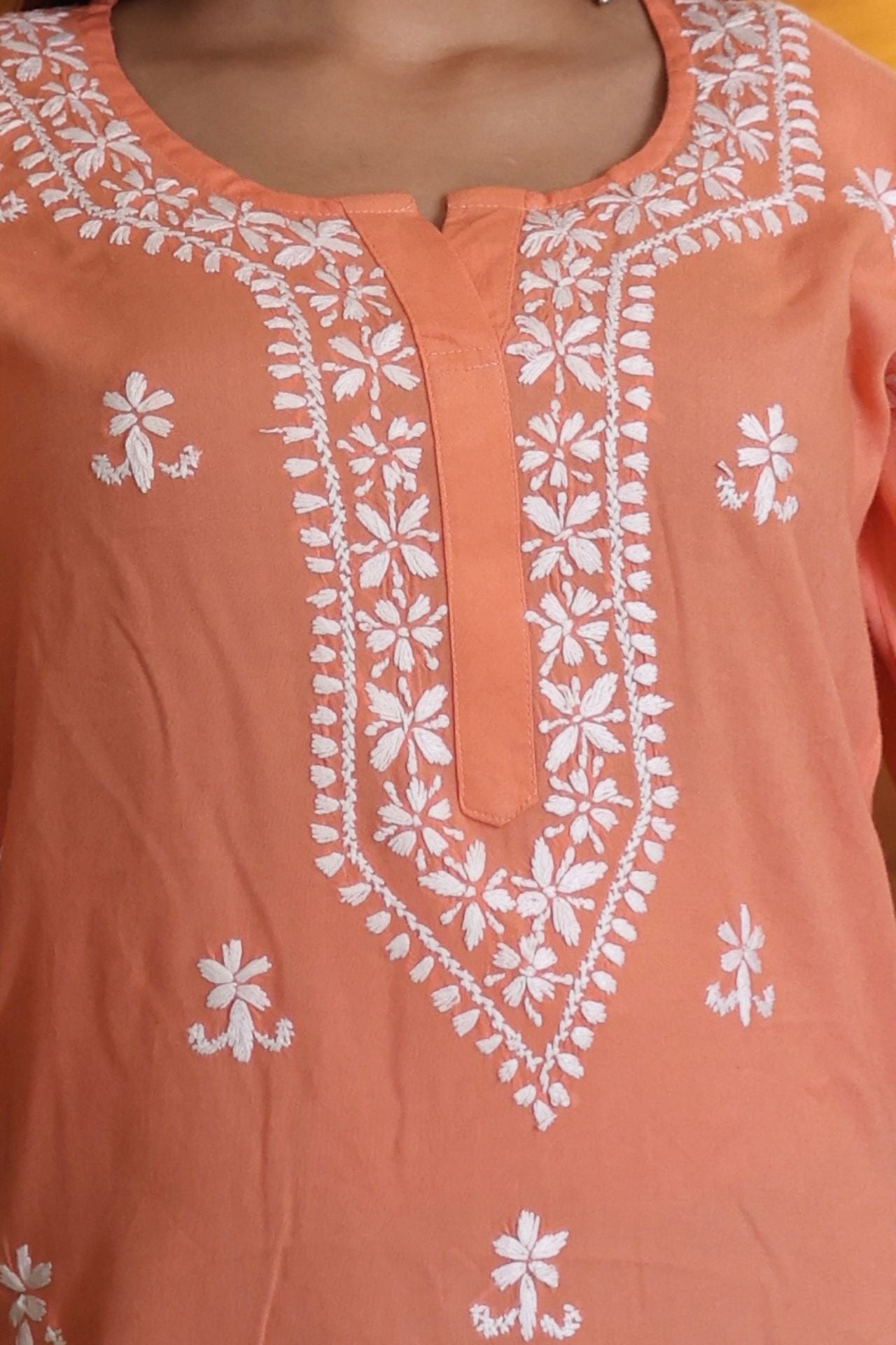 chikankari top short kurta ethnic embroidered lucknowi chikan tunic kurti womens festival daily wear girls handcrafted college wear casual summer comfortable regular formal straight fit