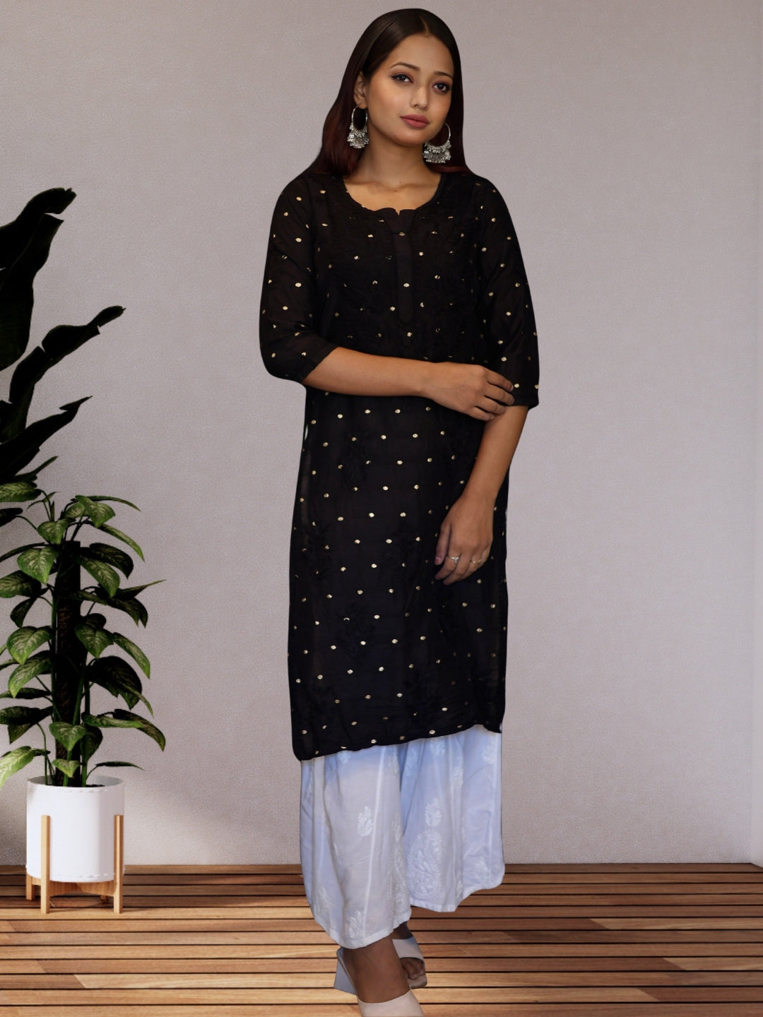 chikankari kurta women ethnic embroidered lucknowi chikan kurti festival daily wear girls handcrafted chanderi silk fabric casual summer comfortable regular formal straight fit lakhnavi chicken ladies