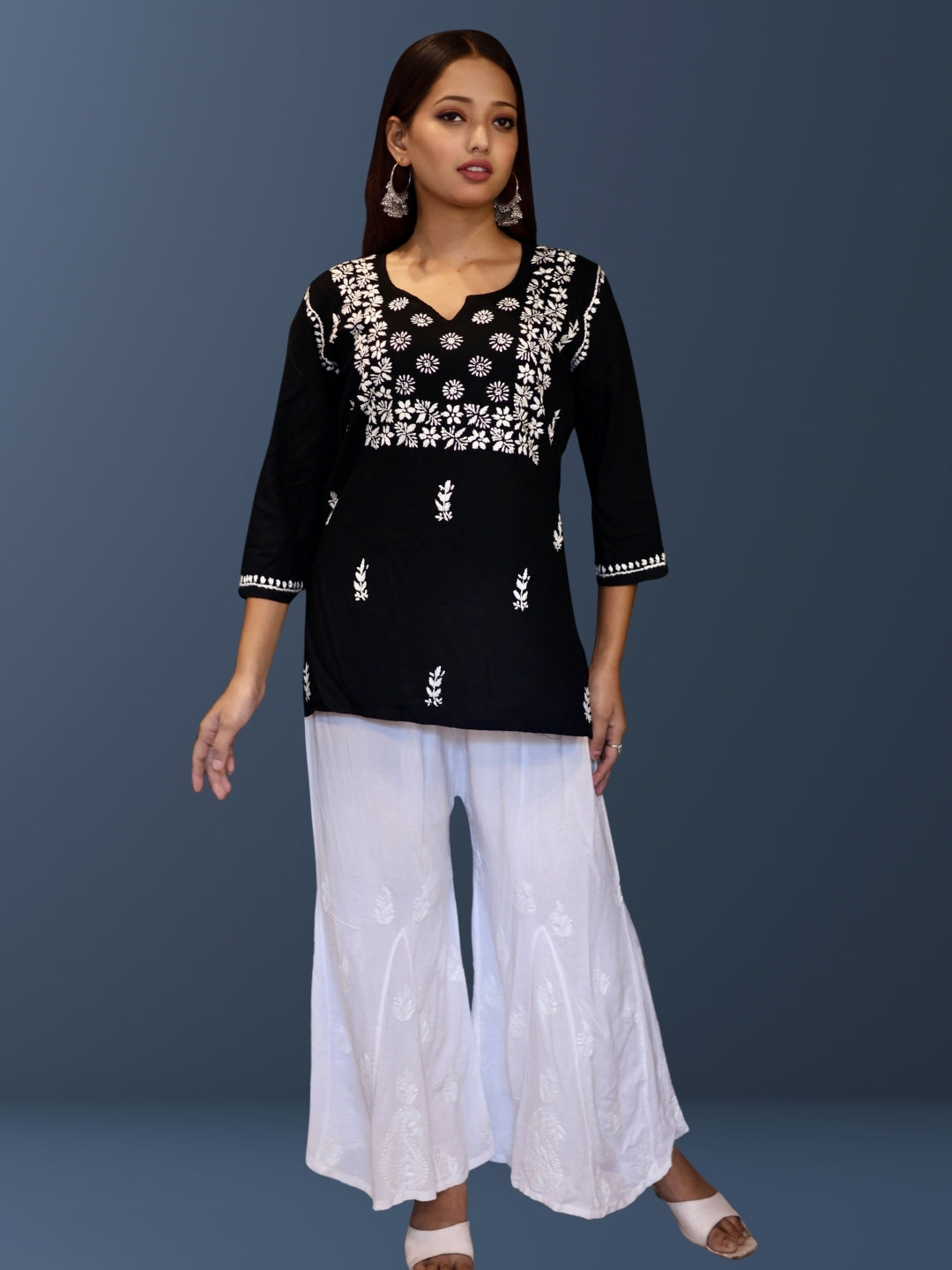 chikankari top short kurta ethnic embroidered lucknowi chikan tunic kurti womens festival daily wear girls handcrafted college wear casual summer comfortable regular formal straight fit