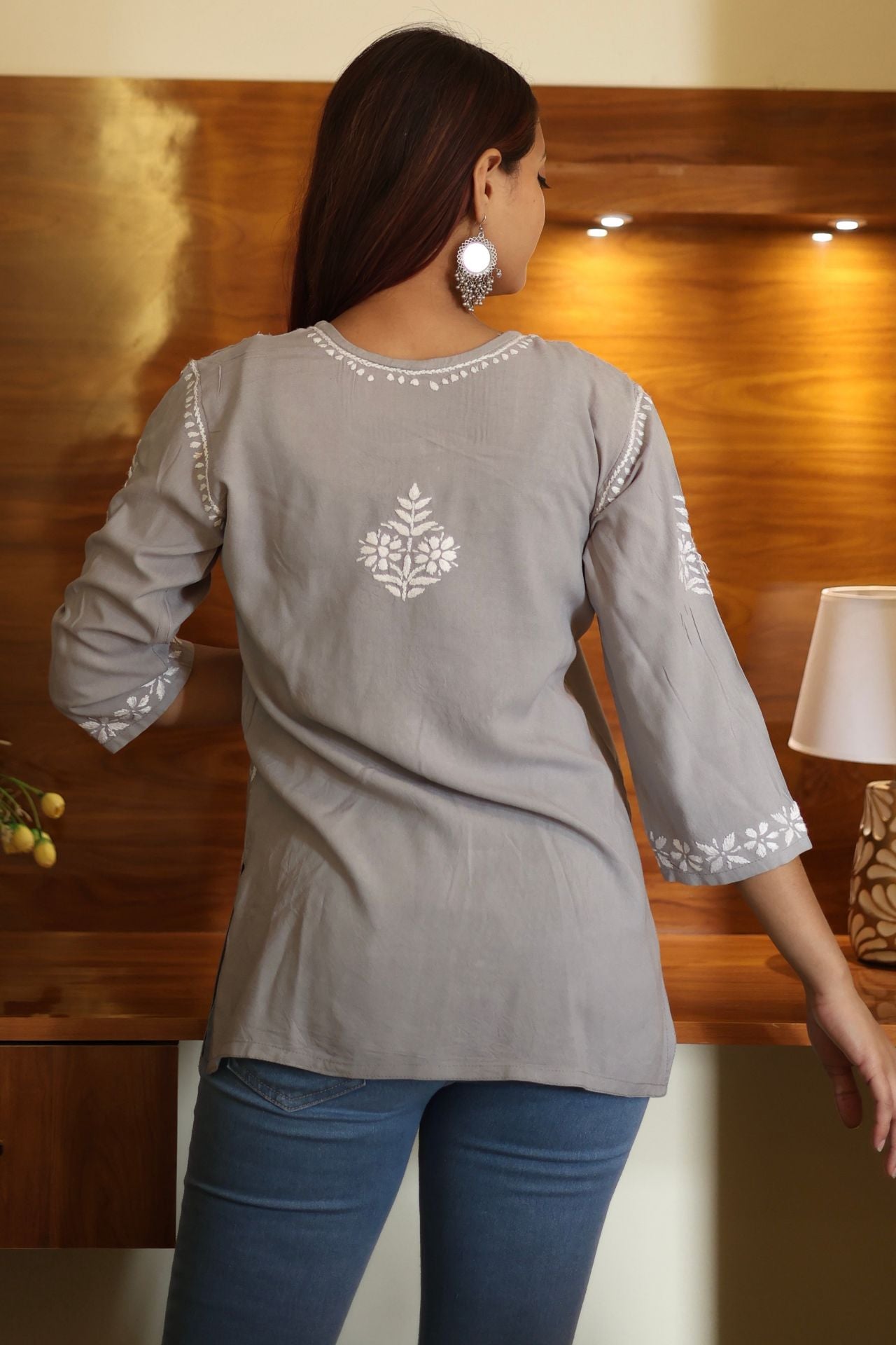 chikankari top short kurta ethnic embroidered lucknowi chikan tunic kurti womens festival daily wear girls handcrafted college wear casual summer comfortable regular formal straight fit