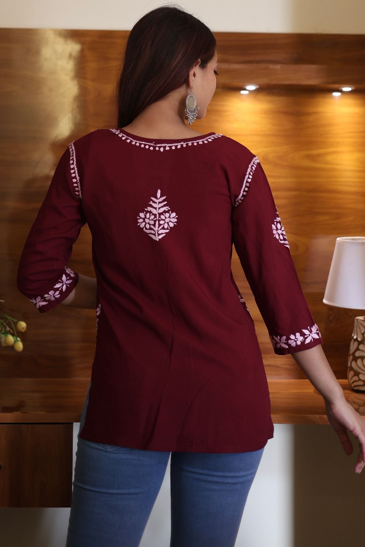 chikankari top short kurta ethnic embroidered lucknowi chikan tunic kurti womens festival daily wear girls handcrafted college wear casual summer comfortable regular formal straight fit