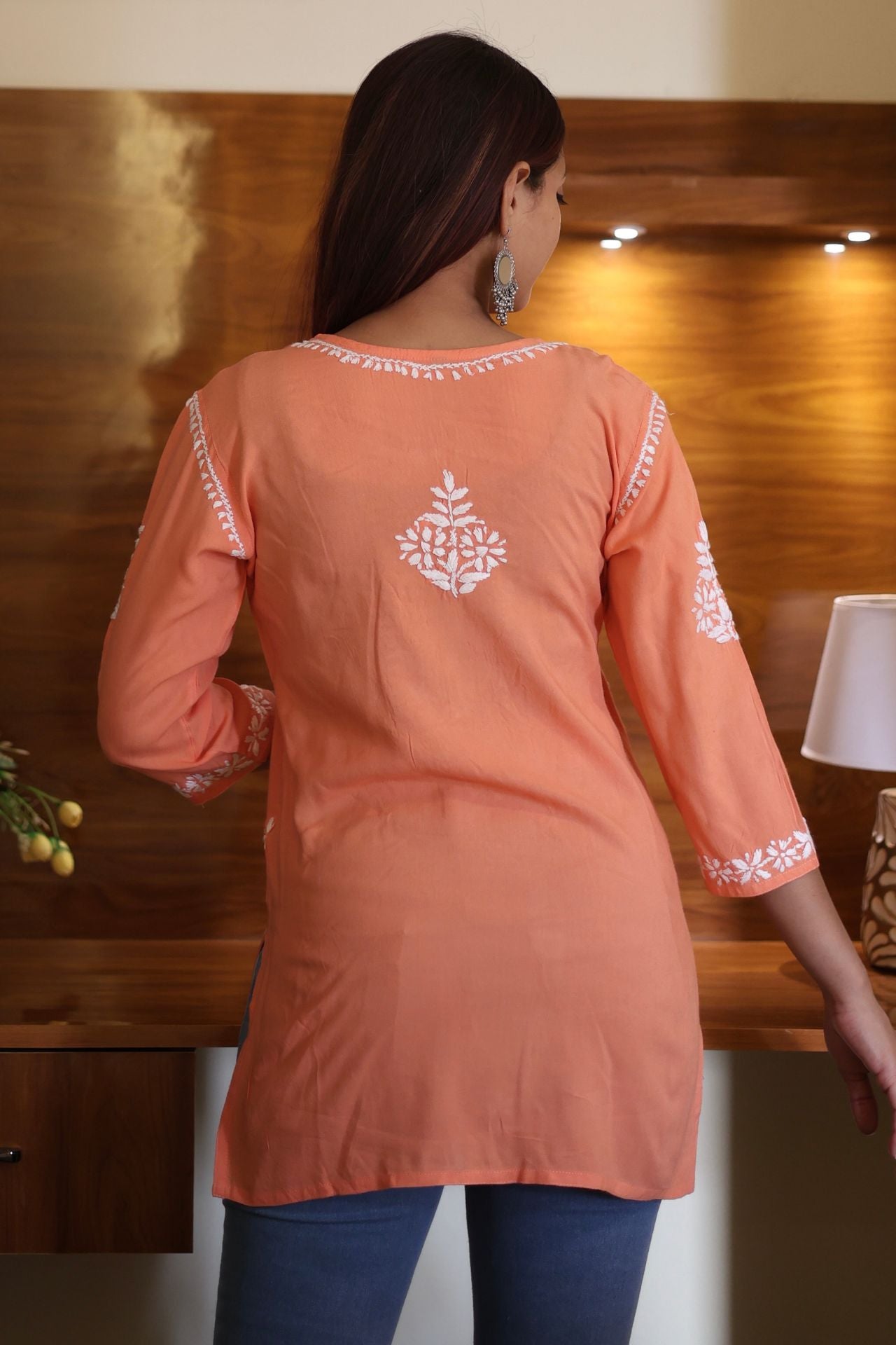 chikankari top short kurta ethnic embroidered lucknowi chikan tunic kurti womens festival daily wear girls handcrafted college wear casual summer comfortable regular formal straight fit