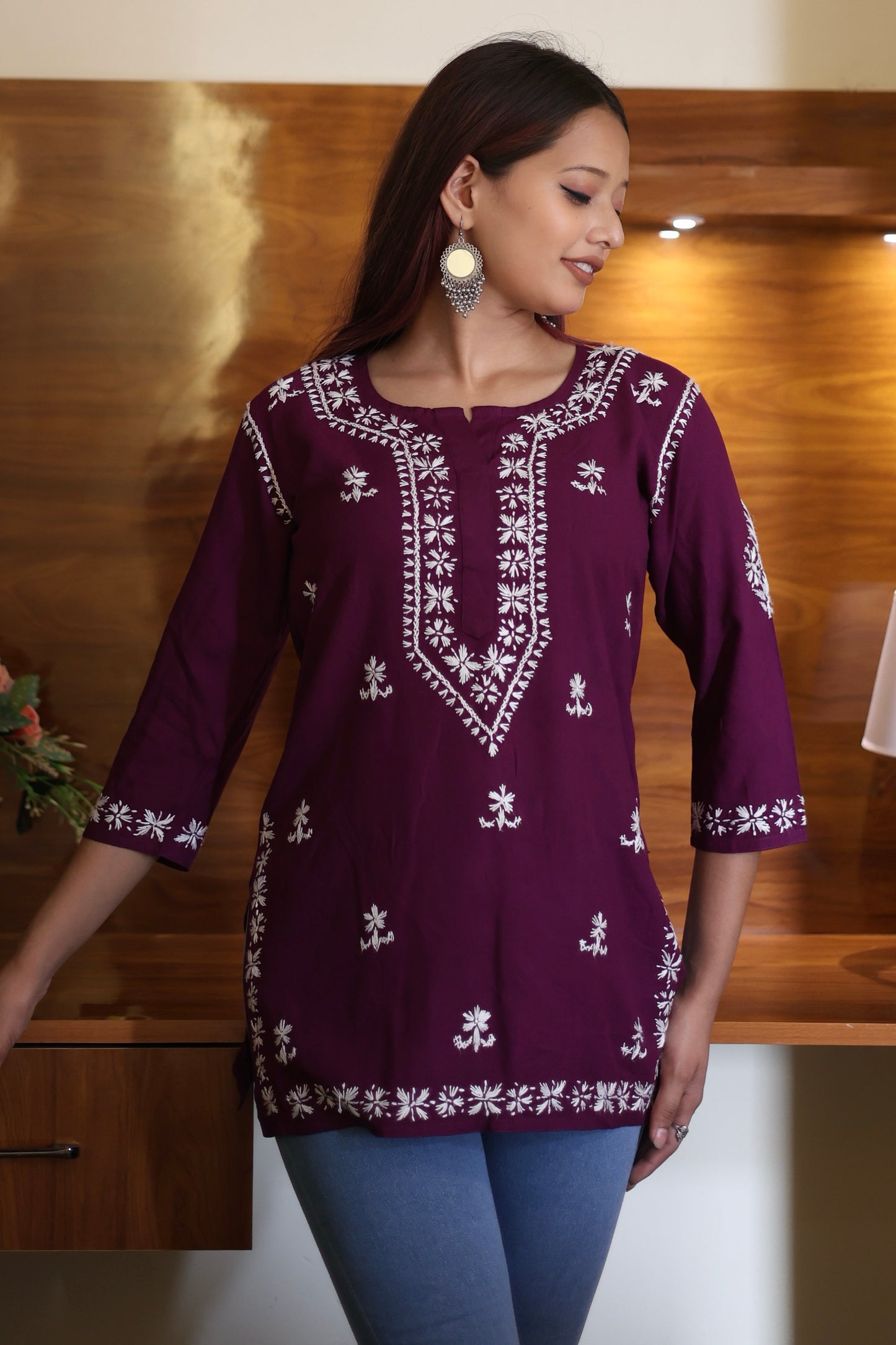 chikankari top short kurta ethnic embroidered lucknowi chikan tunic kurti womens festival daily wear girls handcrafted college wear casual summer comfortable regular formal straight fit