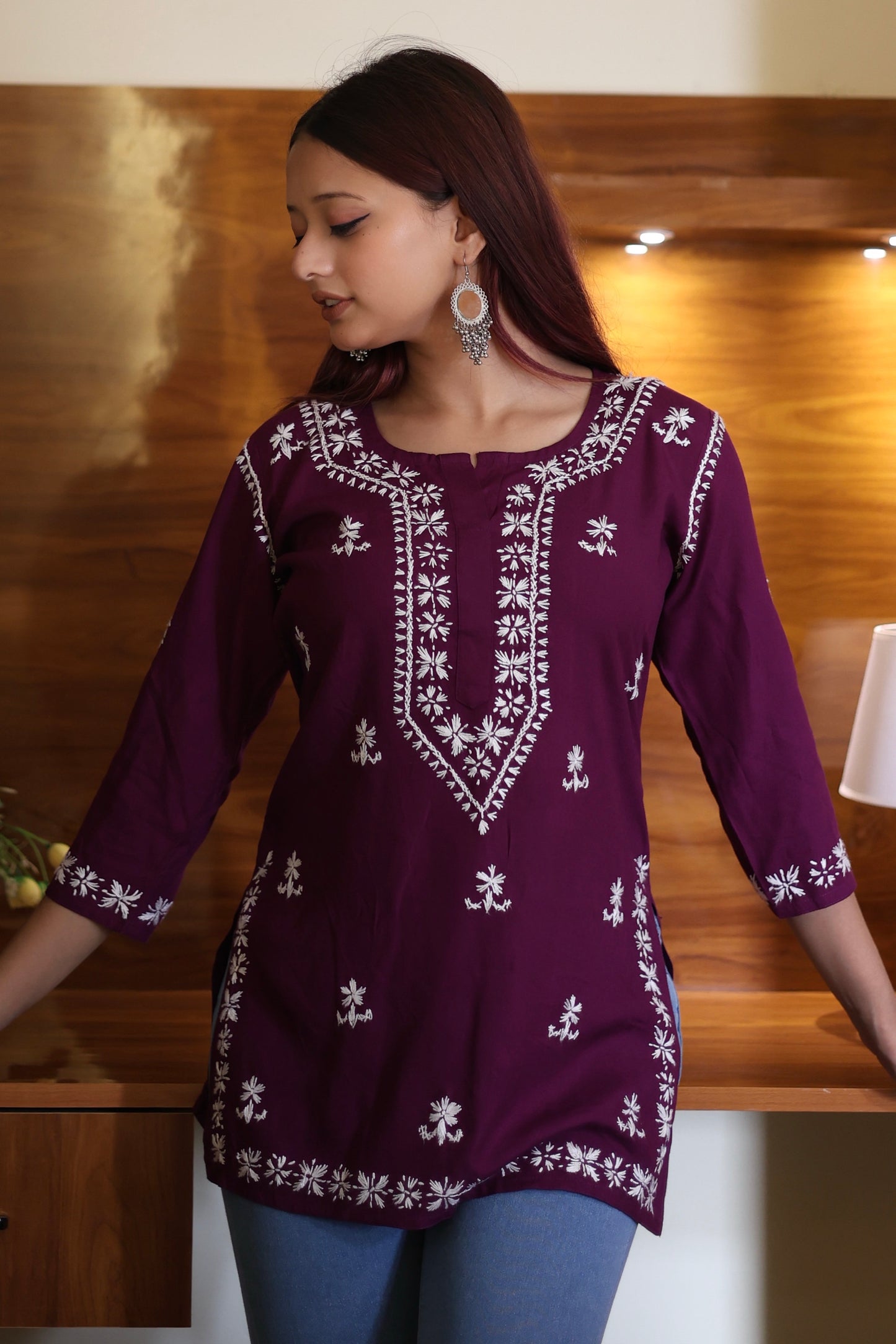 chikankari top short kurta ethnic embroidered lucknowi chikan tunic kurti womens festival daily wear girls handcrafted college wear casual summer comfortable regular formal straight fit