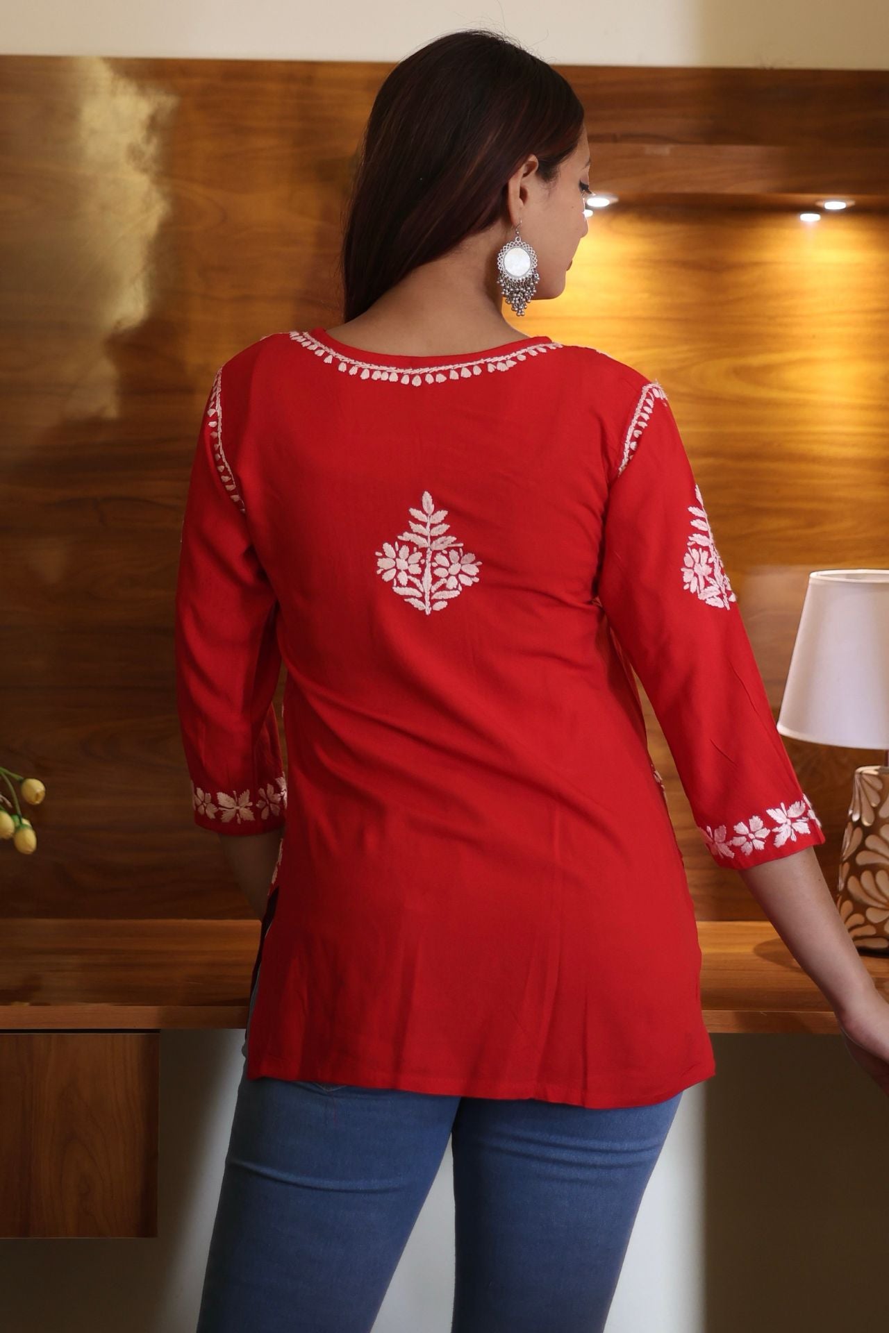 chikankari top short kurta ethnic embroidered lucknowi chikan tunic kurti womens festival daily wear girls handcrafted college wear casual summer comfortable regular formal straight fit