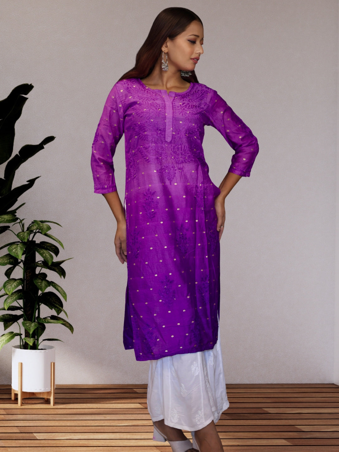 chikankari kurta women ethnic embroidered lucknowi chikan kurti festival daily wear girls handcrafted chanderi silk fabric casual summer comfortable regular formal straight fit lakhnavi chicken ladies