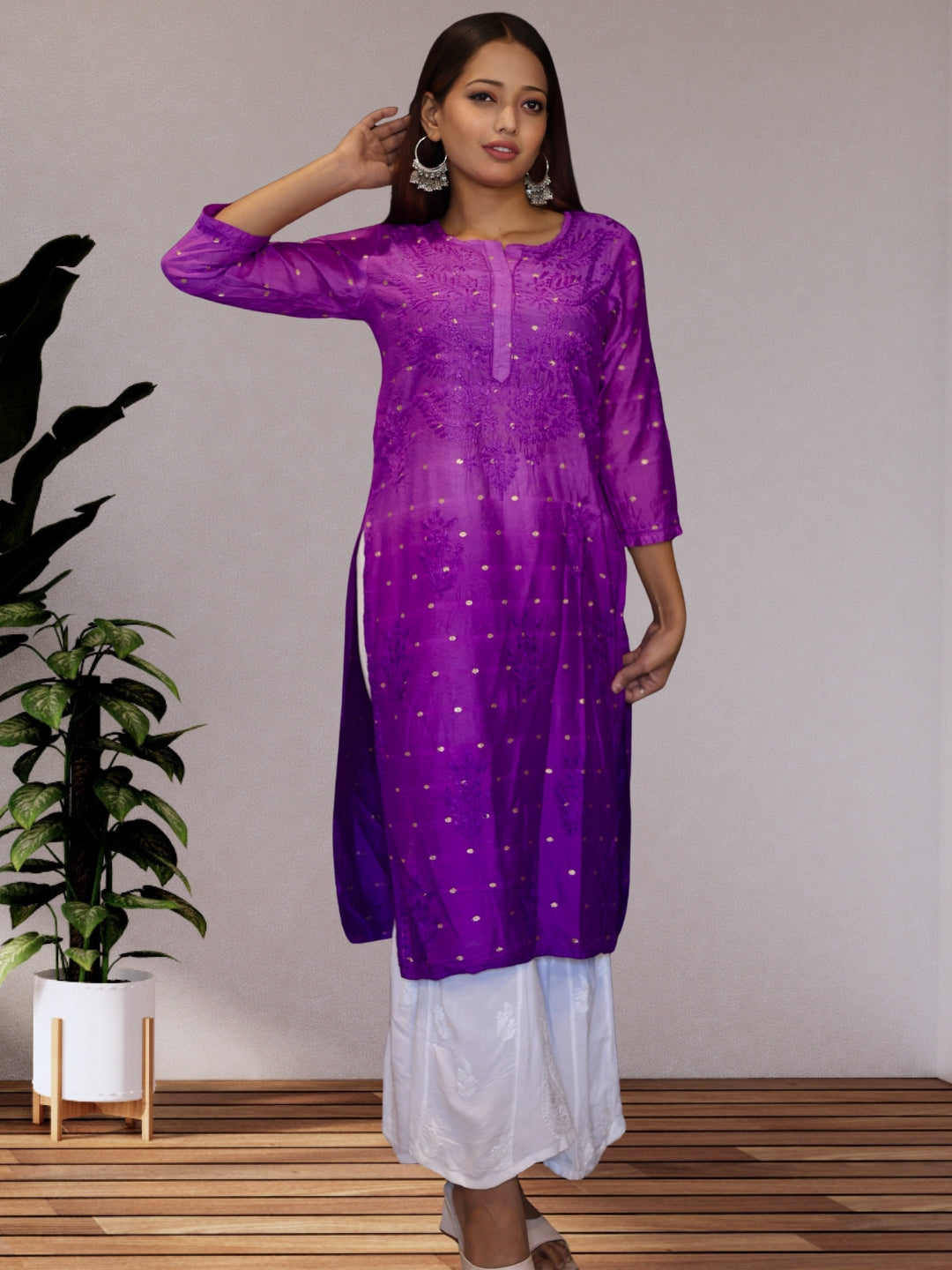 chikankari kurta women ethnic embroidered lucknowi chikan kurti festival daily wear girls handcrafted chanderi silk fabric casual summer comfortable regular formal straight fit lakhnavi chicken ladies