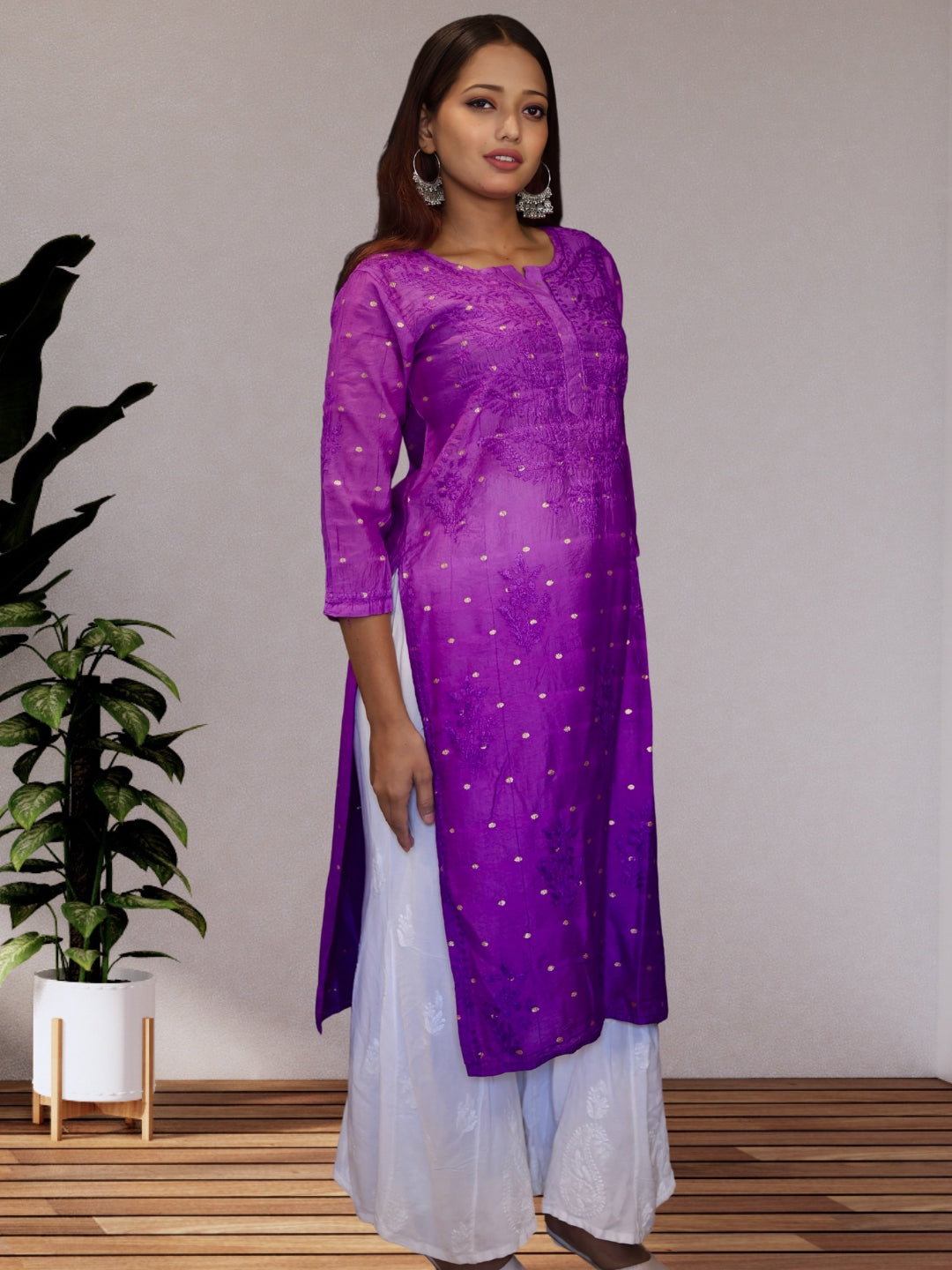 chikankari kurta women ethnic embroidered lucknowi chikan kurti festival daily wear girls handcrafted chanderi silk fabric casual summer comfortable regular formal straight fit lakhnavi chicken ladies