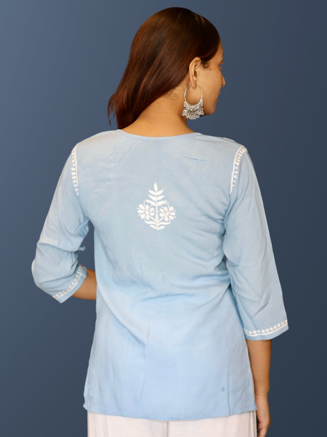 chikankari top short kurta ethnic embroidered lucknowi chikan tunic kurti womens festival daily wear girls handcrafted college wear casual summer comfortable regular formal straight fit
