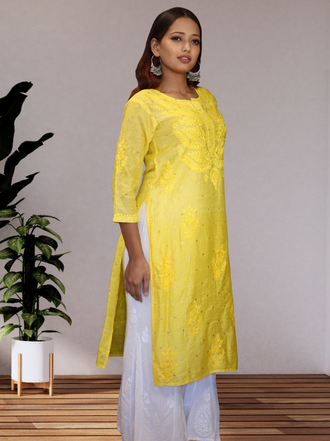 chikankari kurta women ethnic embroidered lucknowi chikan kurti festival daily wear girls handcrafted chanderi silk fabric casual summer comfortable regular formal straight fit lakhnavi chicken ladies