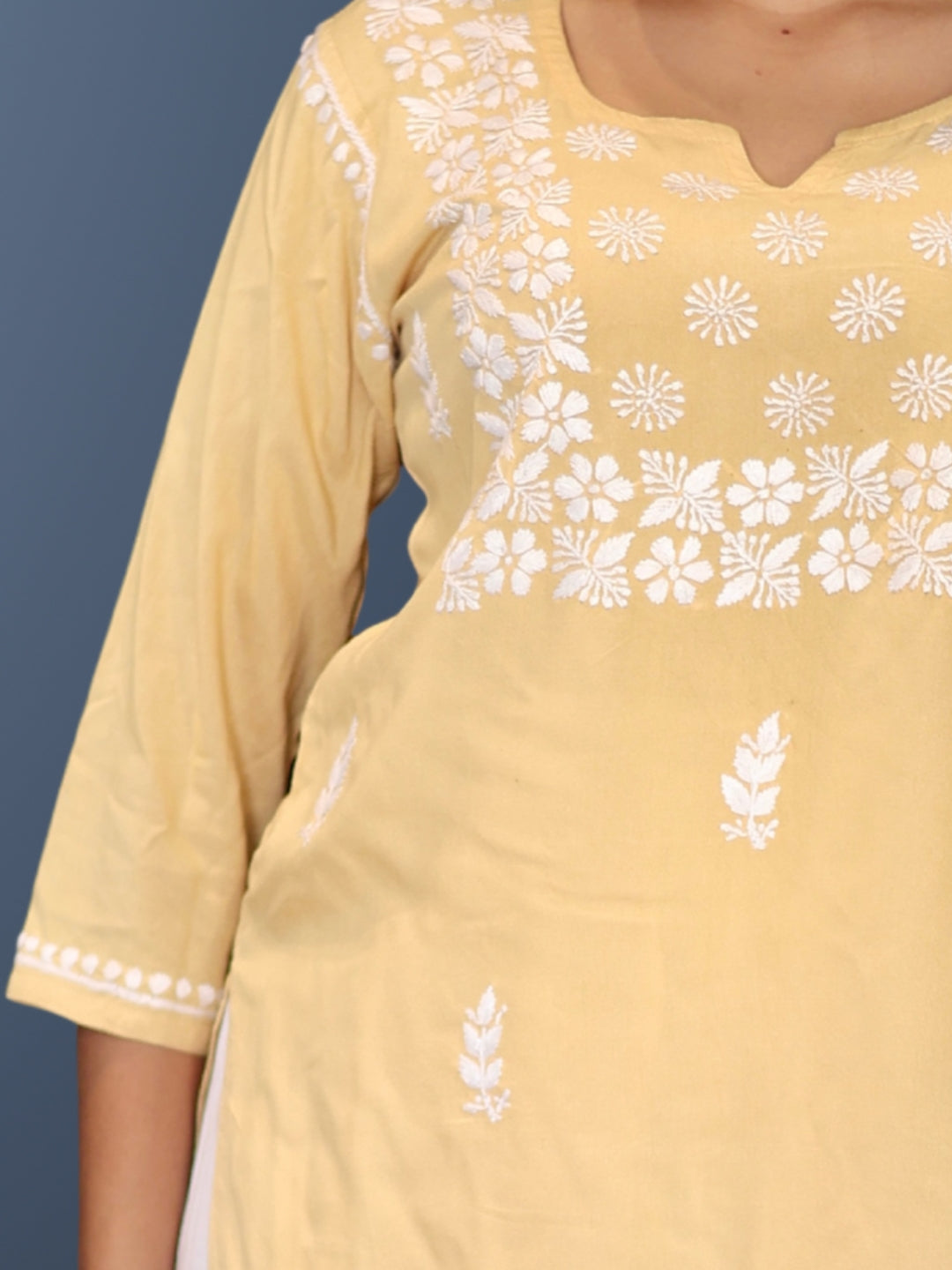 chikankari top short kurta ethnic embroidered lucknowi chikan tunic kurti womens festival daily wear girls handcrafted college wear casual summer comfortable regular formal straight fit