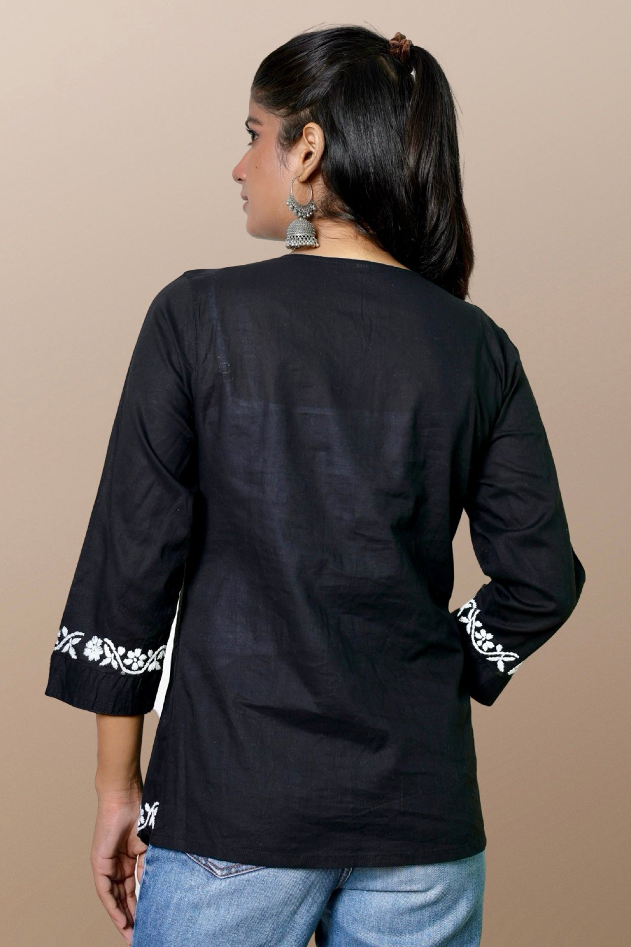 chikankari short kurta ethnic embroidered lucknowi chikan top kurti womens tunic festival daily wear girls handcrafted cotton fabric college wear casual summer comfortable regular formal straight fit