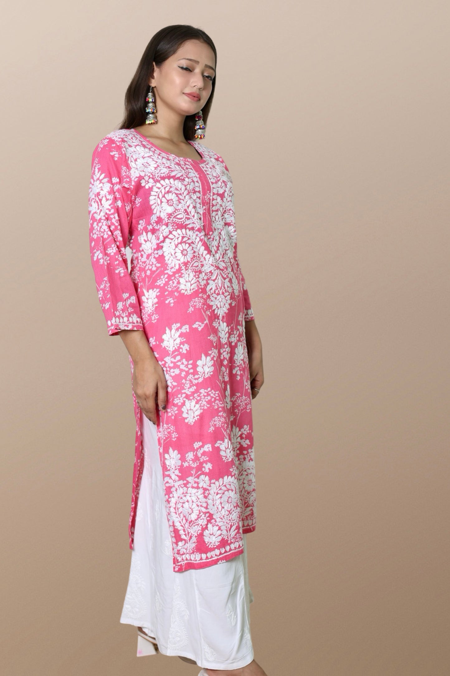 chikankari kurta women ethnic embroidered lucknowi chikan kurti festival daily wear girls handcrafted rayon fabric casual summer comfortable regular formal straight fit lucknowi chicken ladies