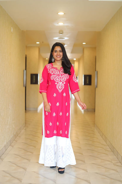 Chikankari Kurti , Lucknowi Kurti, Handcrafted