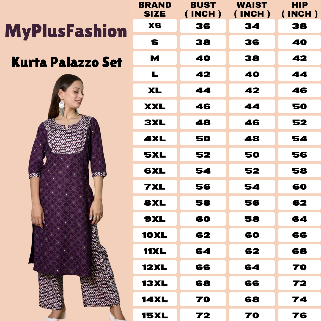 Plus Size Cotton Kurta Palazzo Set