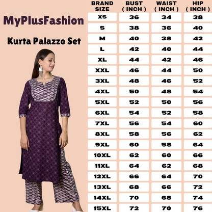 Plus Size Cotton Kurta Palazzo Set