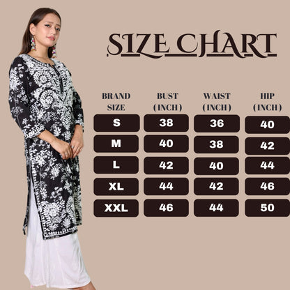 chikankari kurta women ethnic embroidered lucknowi chikan kurti festival daily wear girls handcrafted rayon fabric casual summer comfortable regular formal straight fit lucknowi chicken ladies