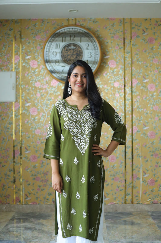 Chikankari Kurti , Lucknowi Kurti, Handcrafted