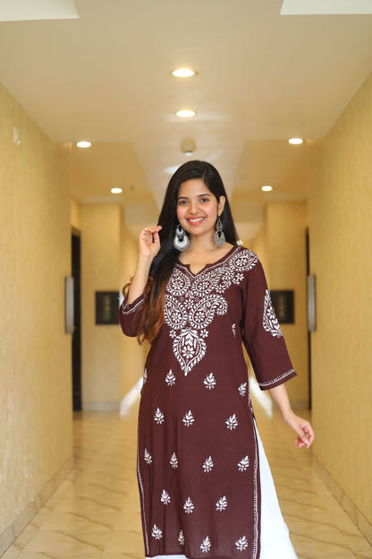 Chikankari Kurti , Lucknowi Kurti, Handcrafted