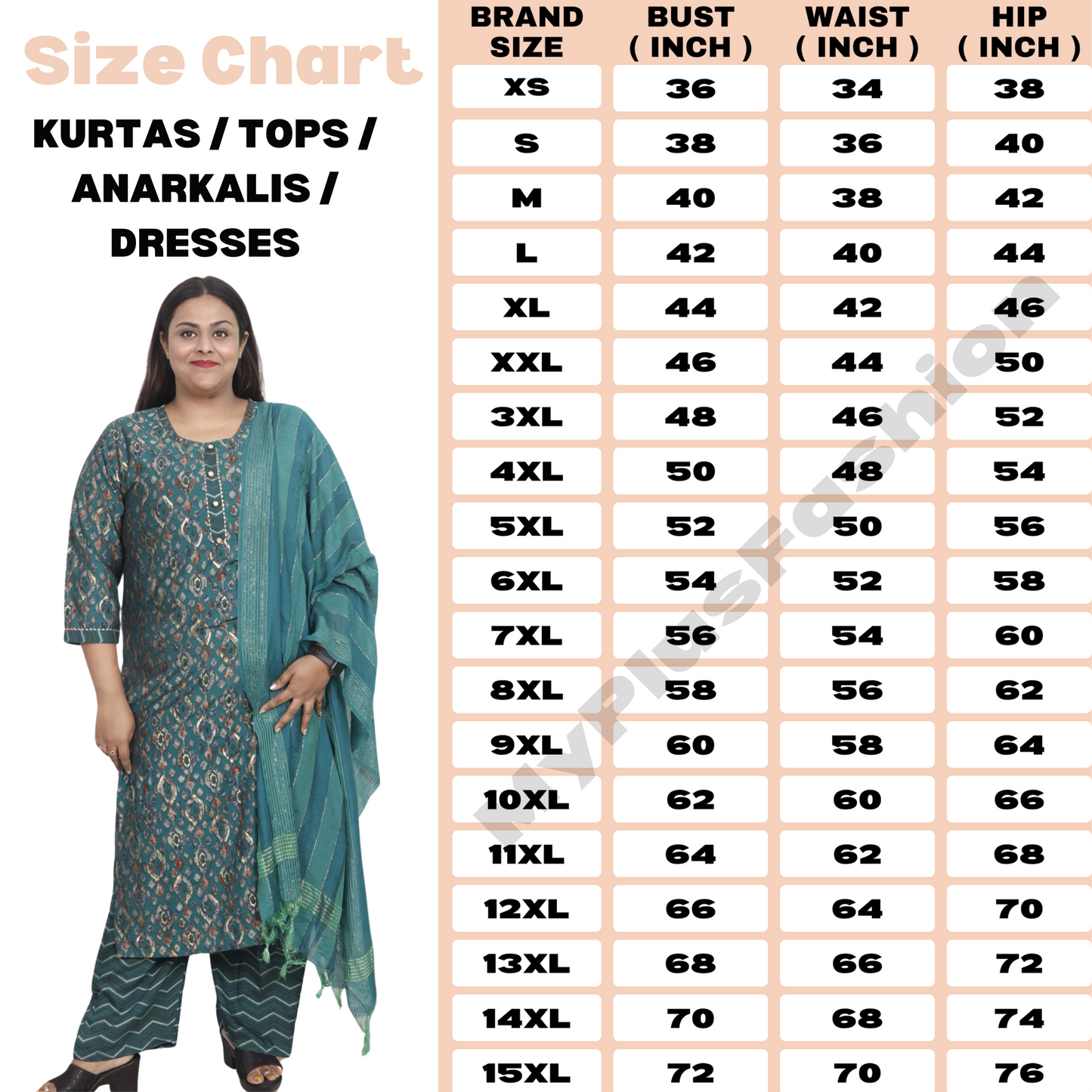 Plus Size Kurti for Women XXS to 15XL