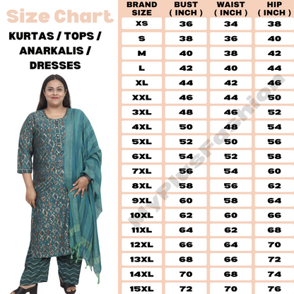 Plus Size Kurti for Women XXS to 15XL