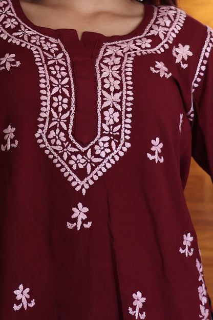 chikankari top short kurta ethnic embroidered lucknowi chikan tunic kurti womens festival daily wear girls handcrafted college wear casual summer comfortable regular formal straight fit