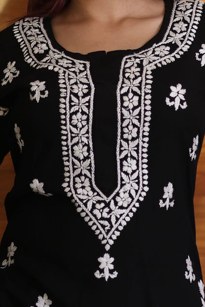 chikankari top short kurta ethnic embroidered lucknowi chikan tunic kurti womens festival daily wear girls handcrafted college wear casual summer comfortable regular formal straight fit