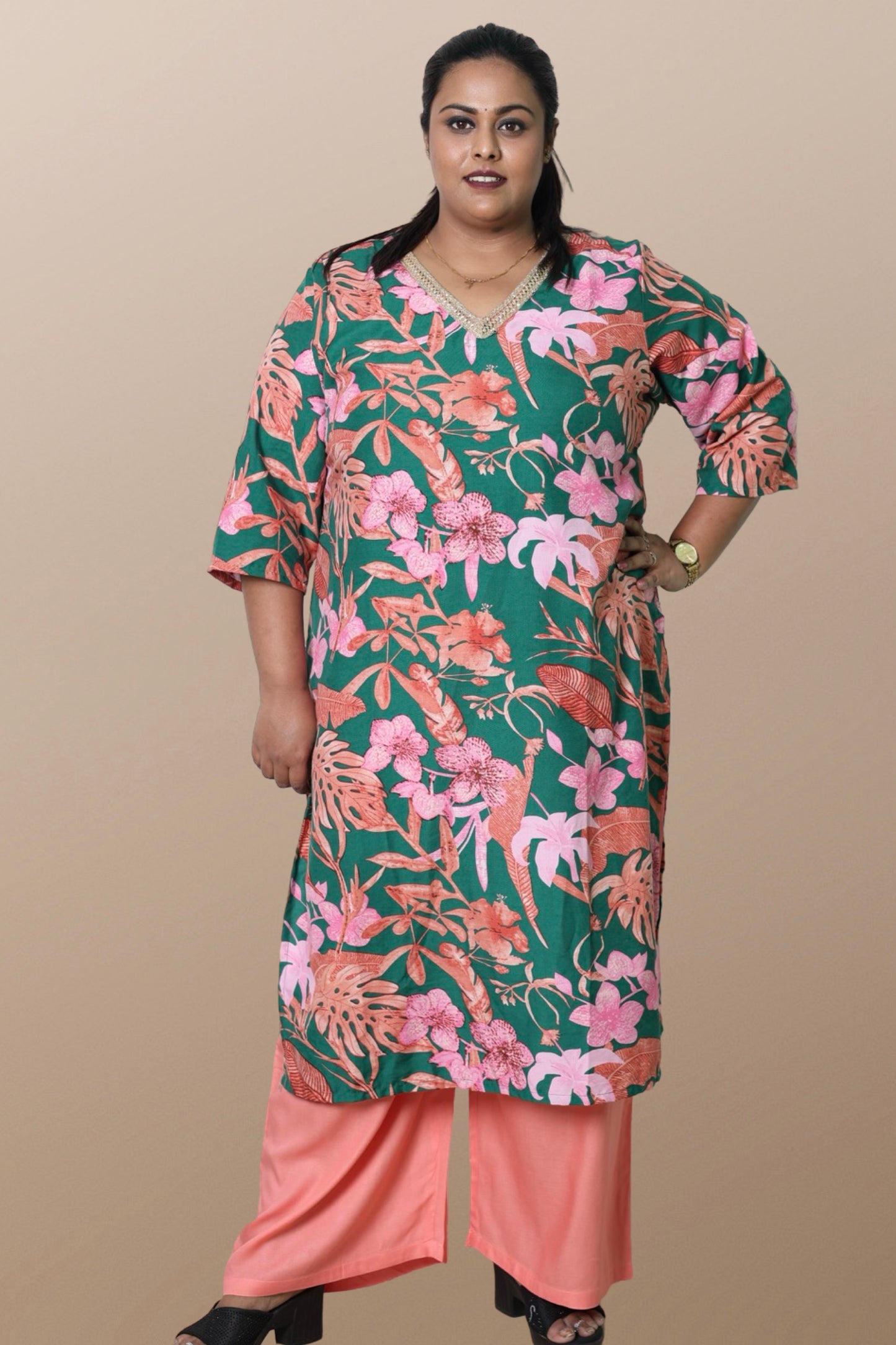 Plus Size Palazzo Pants for Women XXS to 15XL Peach