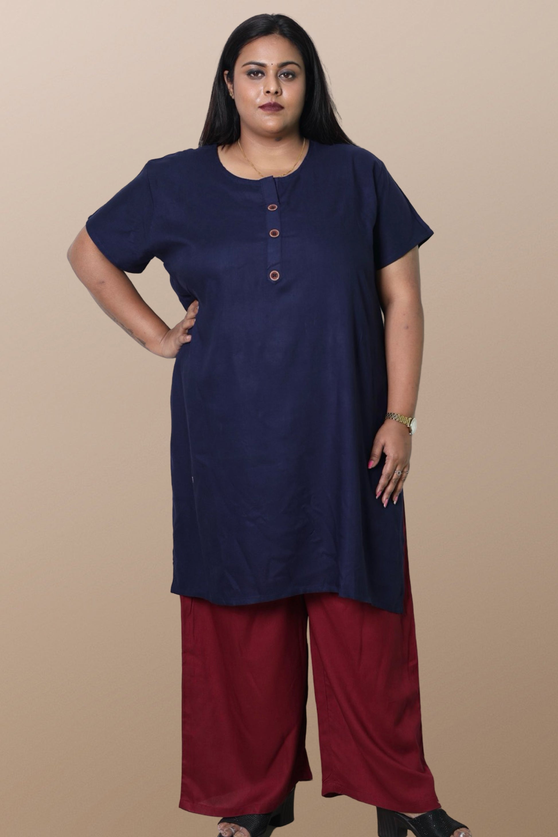 Plus Size Palazzo Pants for Women XXS to 15XL Maroon - Main Image