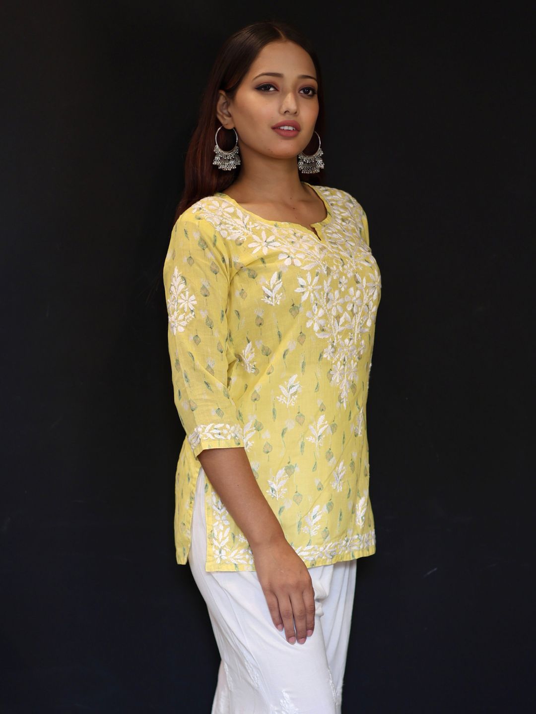 chikankari top short kurta ethnic embroidered lucknowi chikan tunic kurti womens festival daily wear girls handcrafted college wear casual summer comfortable regular formal straight fit
