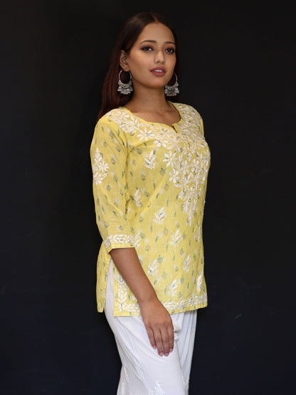chikankari top short kurta ethnic embroidered lucknowi chikan tunic kurti womens festival daily wear girls handcrafted college wear casual summer comfortable regular formal straight fit
