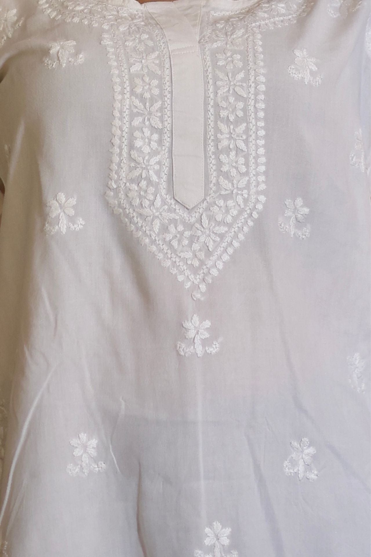 chikankari top short kurta ethnic embroidered lucknowi chikan tunic kurti womens festival daily wear girls handcrafted college wear casual summer comfortable regular formal straight fit