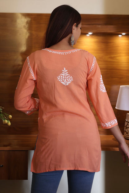chikankari top short kurta ethnic embroidered lucknowi chikan tunic kurti womens festival daily wear girls handcrafted college wear casual summer comfortable regular formal straight fit