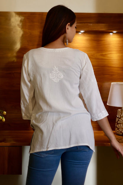 chikankari top short kurta ethnic embroidered lucknowi chikan tunic kurti womens festival daily wear girls handcrafted college wear casual summer comfortable regular formal straight fit