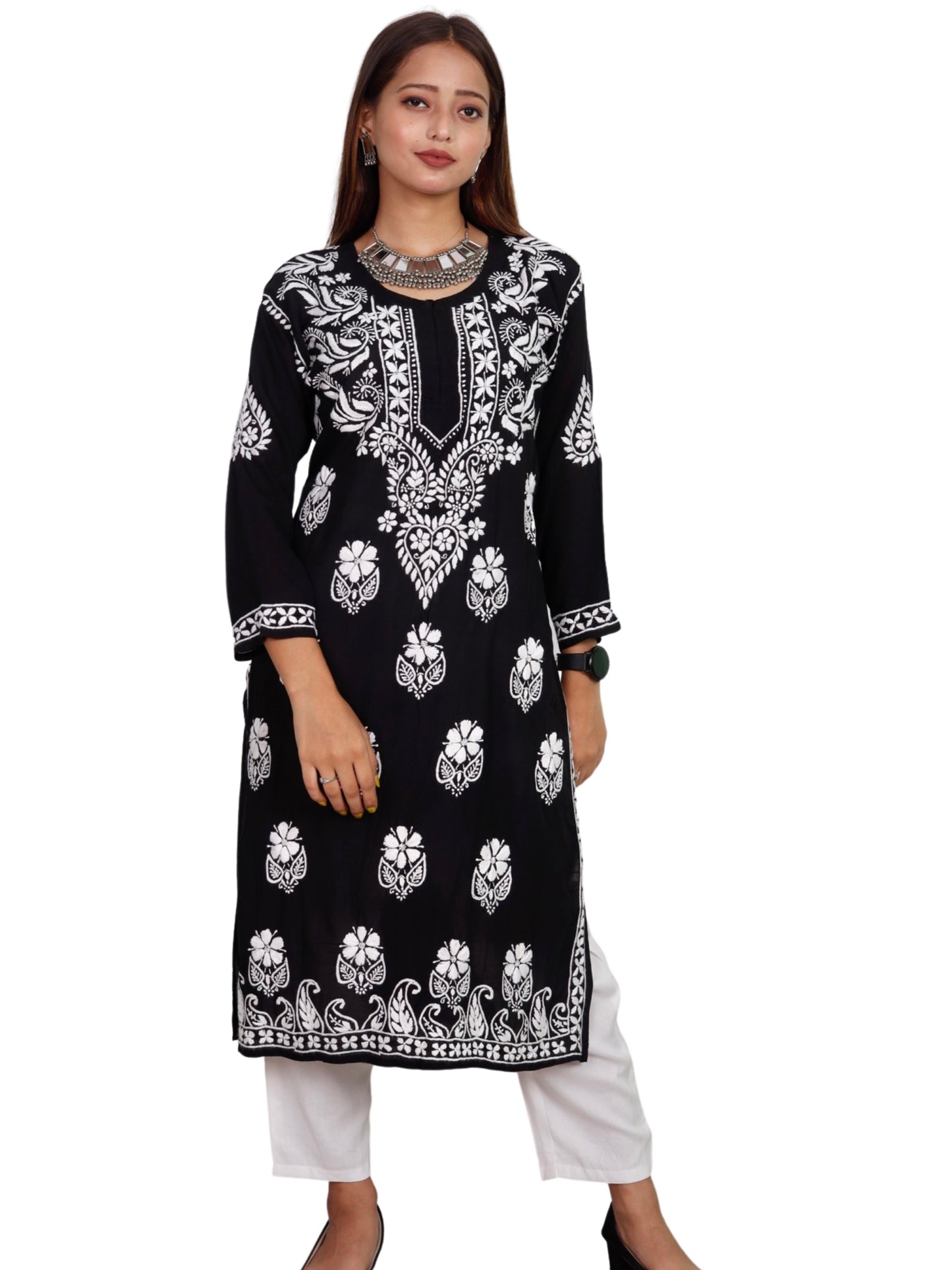 Hand Embroidered Lucknowi Chikankari Modal Kurta/Kurti