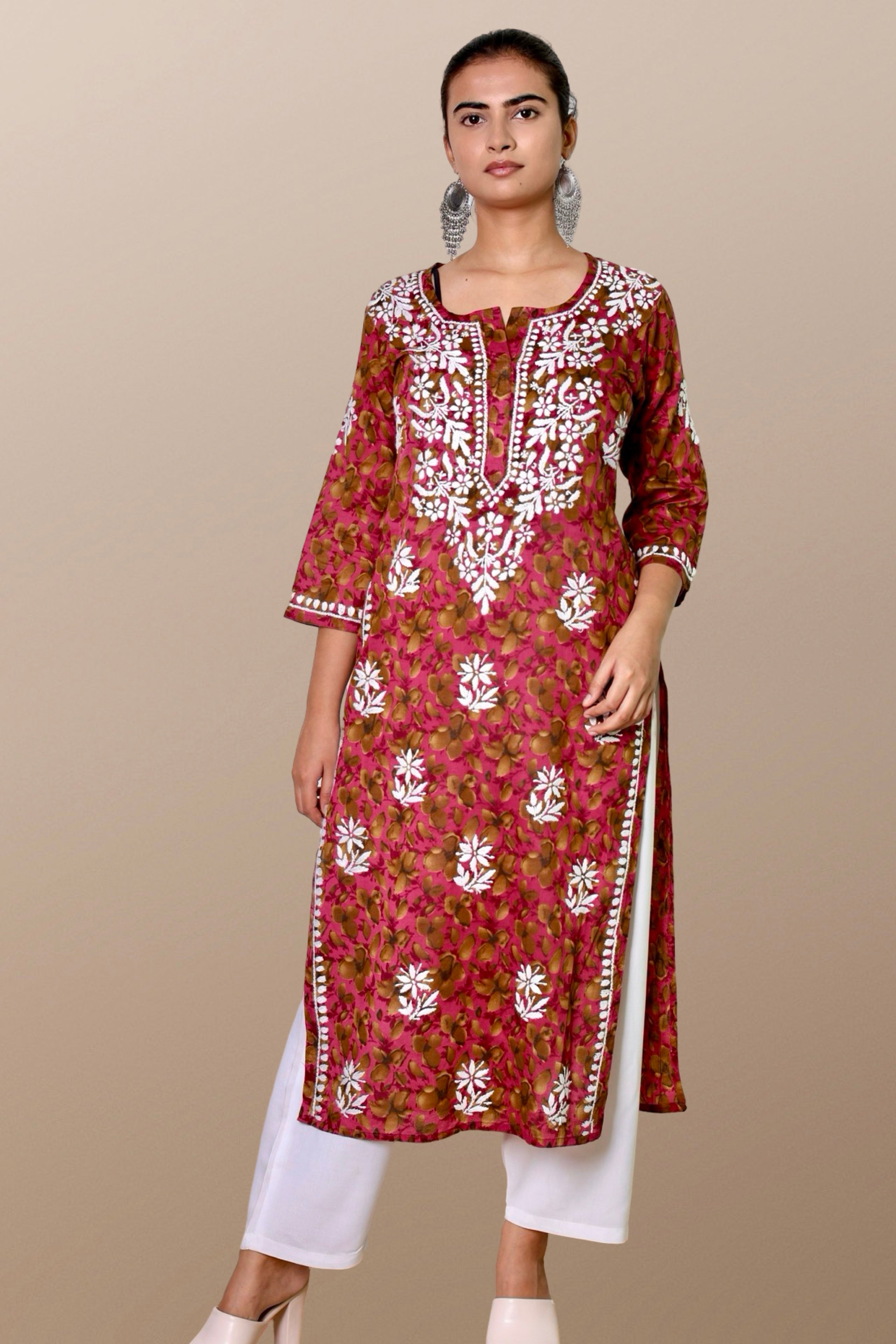 Handmade chikankari Kurti for women for hot casual wear