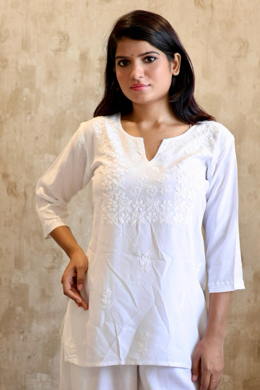 Chikankari top white