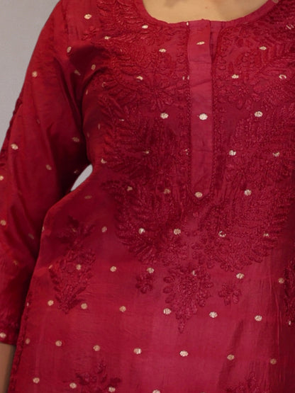chikankari kurta women ethnic embroidered lucknowi chikan kurti festival daily wear girls handcrafted chanderi silk fabric casual summer comfortable regular formal straight fit lakhnavi chicken ladies

