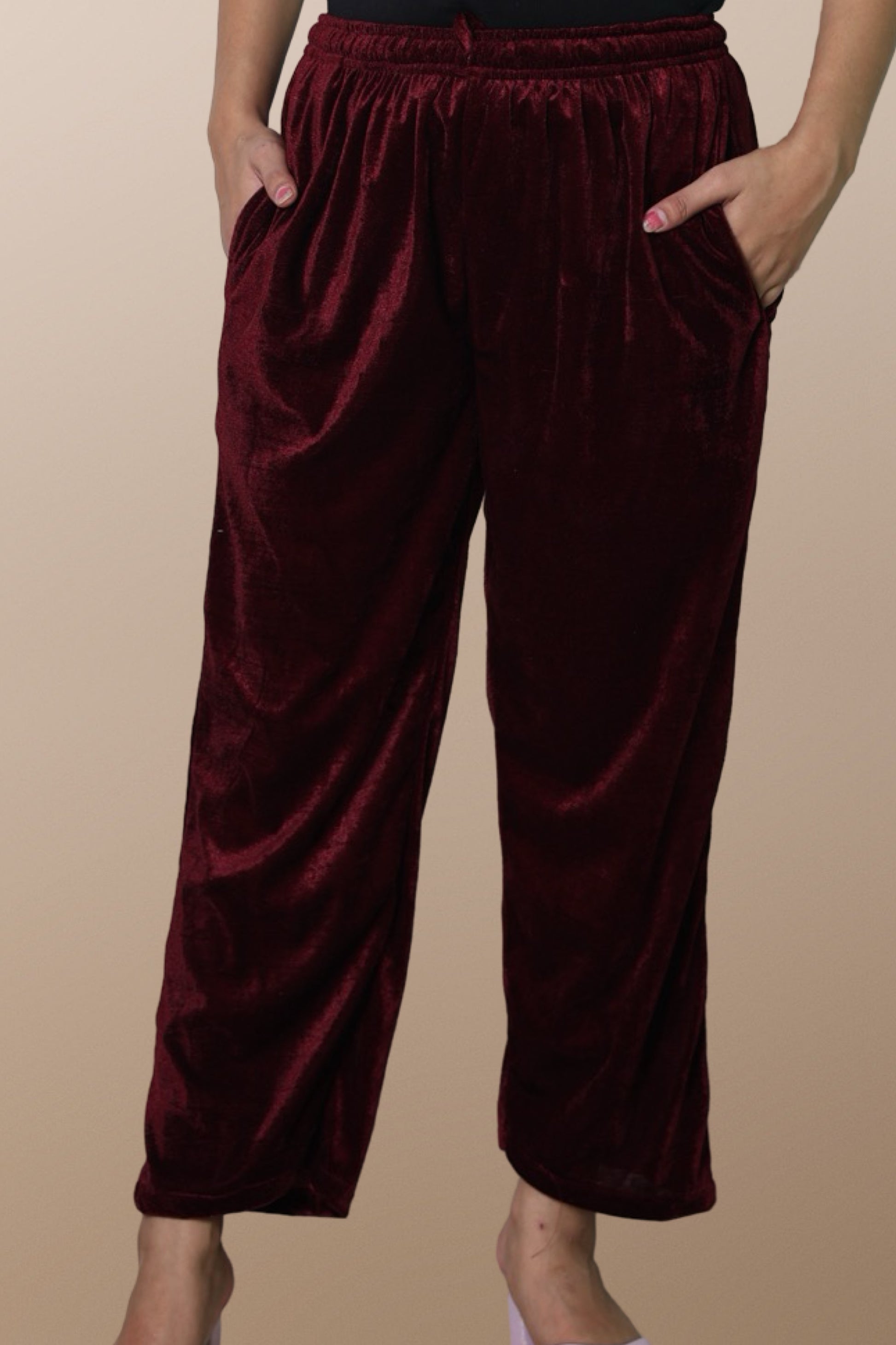 solid plus size winter palazzo pants women ladies wide leg elastic waist casual flowy relaxed loose fit drawstring travel comfortable office XXS XS S M L XL XXL 3XL 4XL 5XL 6XL 7XL 8XL 9XL 10XL warm plazo velvet pants velvet pants
