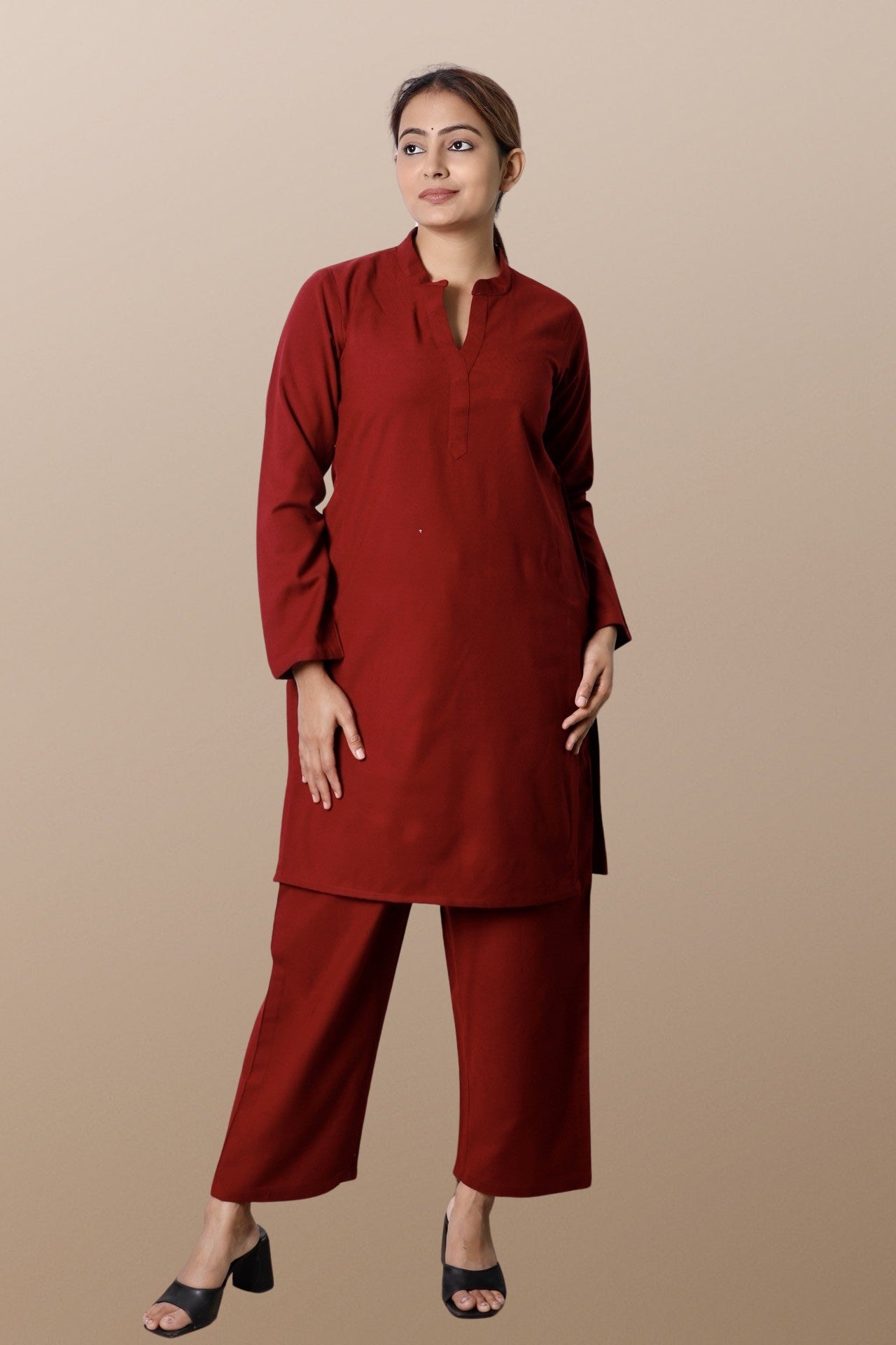 Plus Size Winter Wear woolen kurta warm pant co ord set