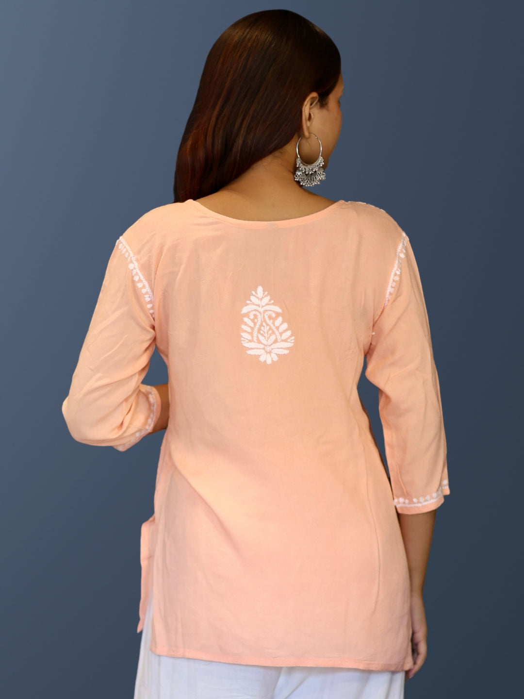 chikankari top short kurta ethnic embroidered lucknowi chikan tunic kurti womens festival daily wear girls handcrafted college wear casual summer comfortable regular formal straight fit