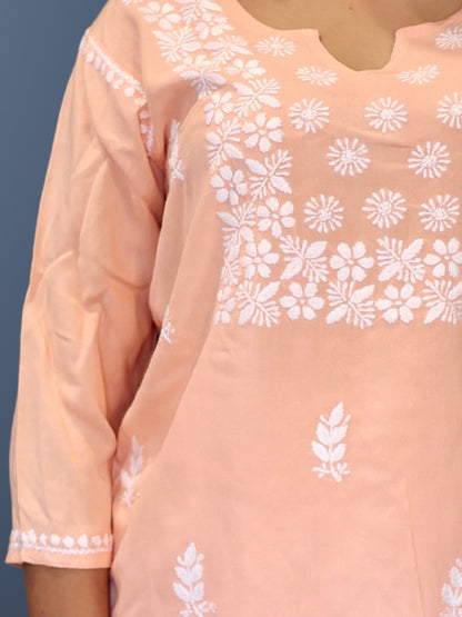 chikankari top short kurta ethnic embroidered lucknowi chikan tunic kurti womens festival daily wear girls handcrafted college wear casual summer comfortable regular formal straight fit