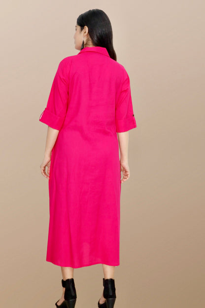 Plus Size Solid Rayon A-Line Kurta For Women Pink