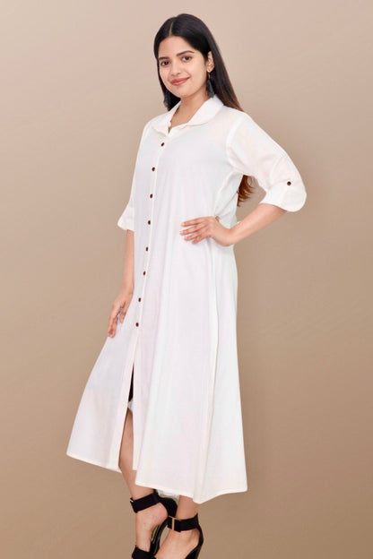 Plus Size Solid Rayon A-Line Kurta For Women White